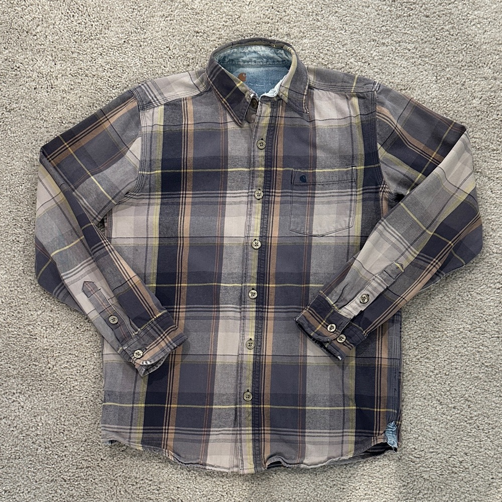 Carhartt Plaid Button-Down Shirt - Black, Brown, and Gray